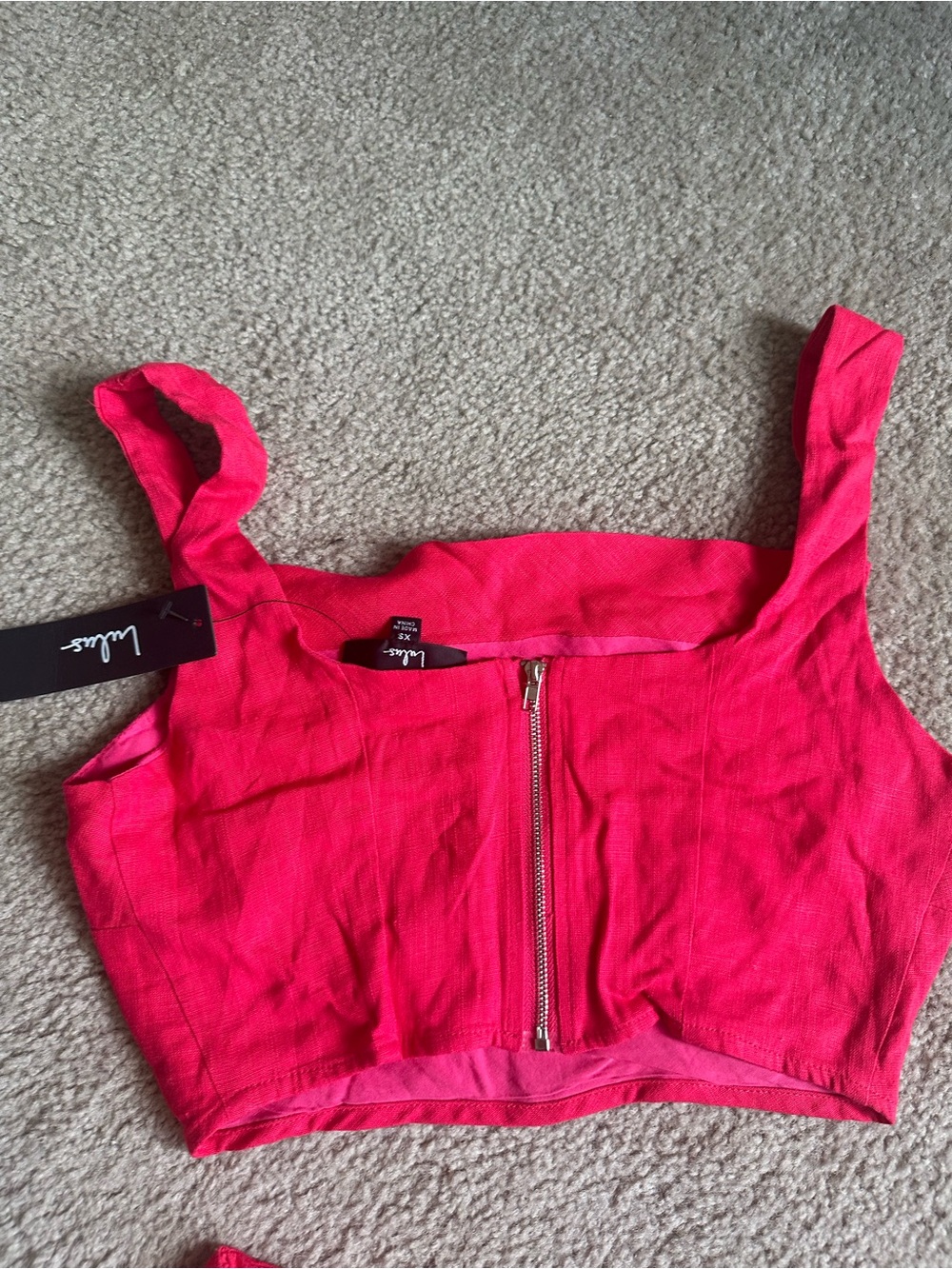 Lulu's Bright Pink Crop Top & High-Waist Shorts Set - Picture 3 of 4